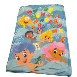 2015‎ Nickelodeon Bubble Guppies Fleece Throw Blanket Alphabet ABC Blue 29x41